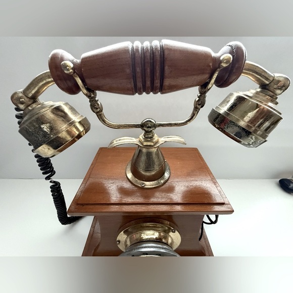 Vintage Rotary Dial Telephone with Wood and Brass - Picture 8 of 11